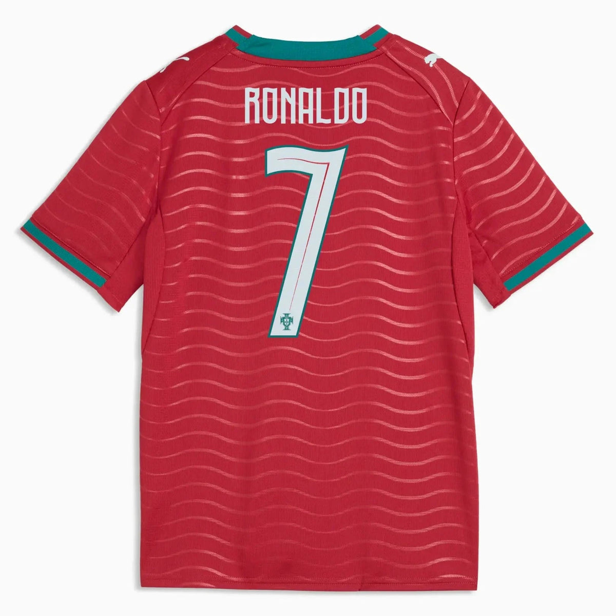 2026 Portugal Youth Stadium Home Ronaldo #7 Soccer Jersey Club Red-Green Lagoon - Puma