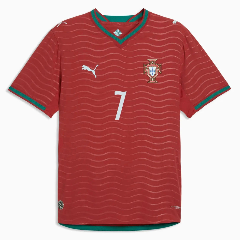 2026 Portugal Men's Authentic Home Ronaldo #7 Soccer Jersey Club Red-Green Lagoon - Puma