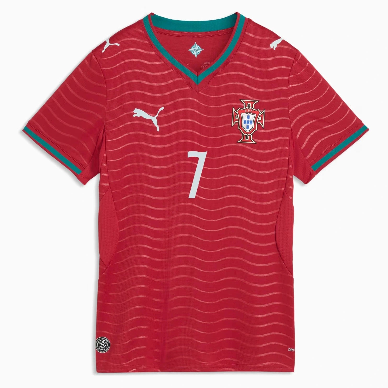 2026 Portugal Women's Stadium Home Ronaldo #7 Soccer Jersey Club Red-Green Lagoon - Puma