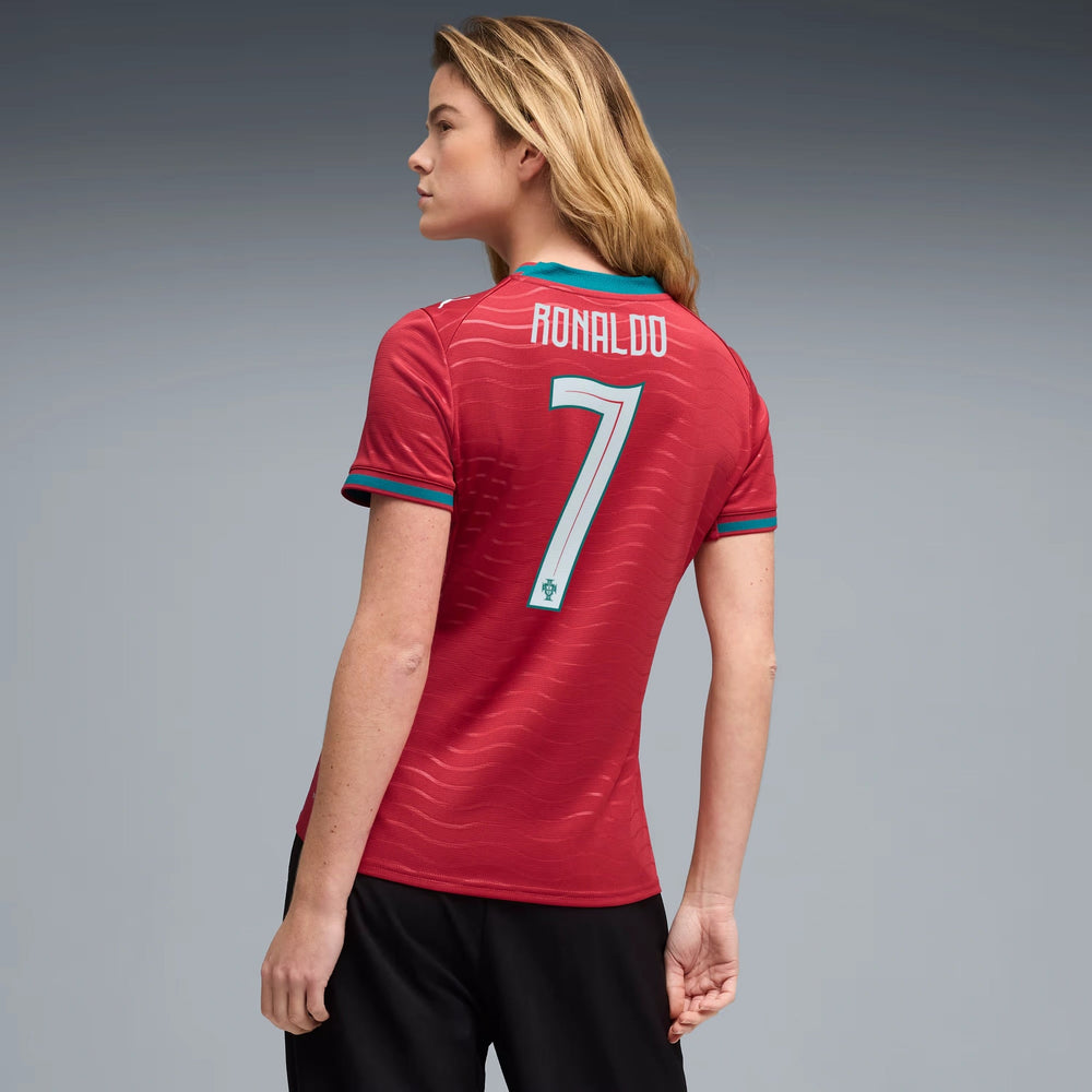 2026 Portugal Women's Stadium Home Ronaldo #7 Soccer Jersey Club Red-Green Lagoon - Puma