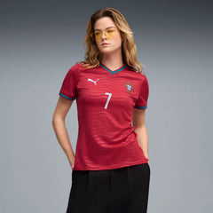 2026 Portugal Women's Stadium Home Ronaldo #7 Soccer Jersey Club Red-Green Lagoon - Puma