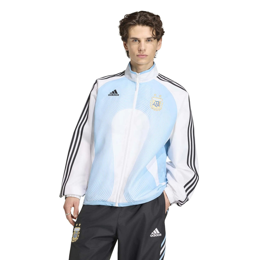2006 Argentina Men's Retro Home Track Top White / Clear Blue - Adidas
