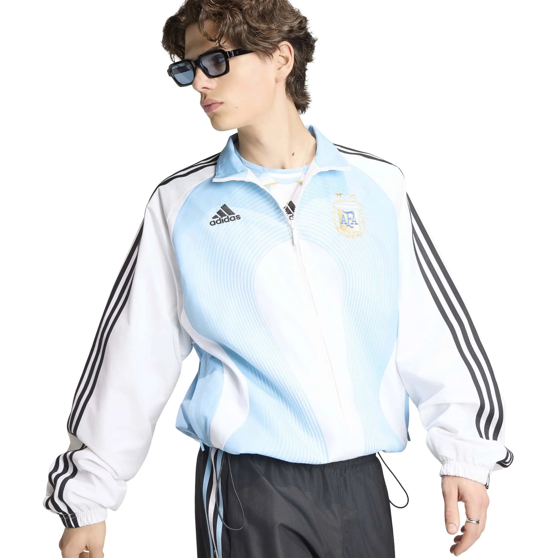 2006 Argentina Men's Retro Home Track Top White / Clear Blue - Adidas