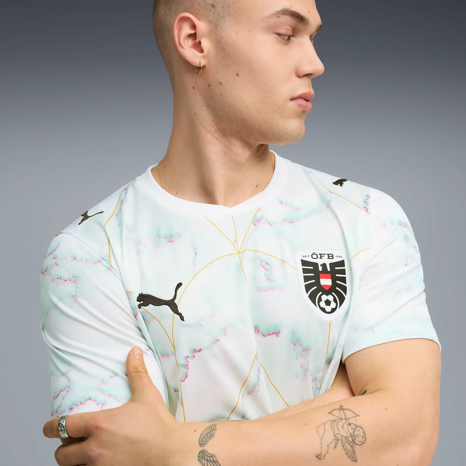 2026 Austria Men's Stadium Away Soccer Jersey Puma White-Mint Melt - Puma