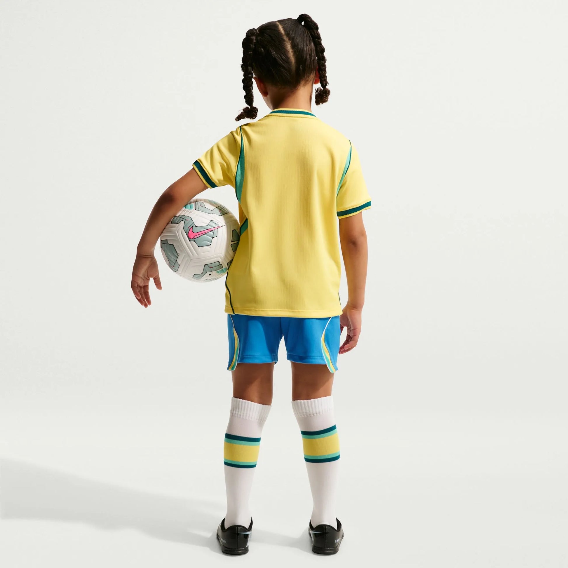 2026-27 Brazil Little Kids' Stadium Home Kit Canary/Light Menta/Geode Teal - Nike