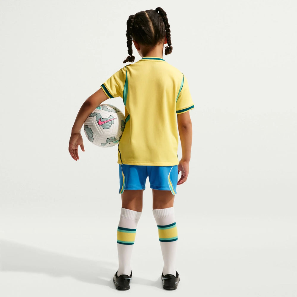 2026-27 Brazil Little Kids' Stadium Home Kit Canary/Light Menta/Geode Teal - Nike