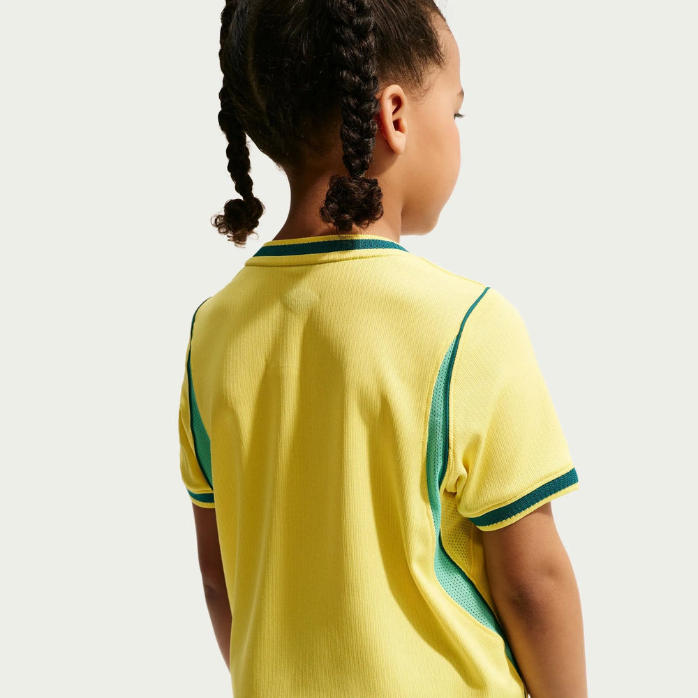 2026-27 Brazil Little Kids' Stadium Home Kit Canary/Light Menta/Geode Teal - Nike