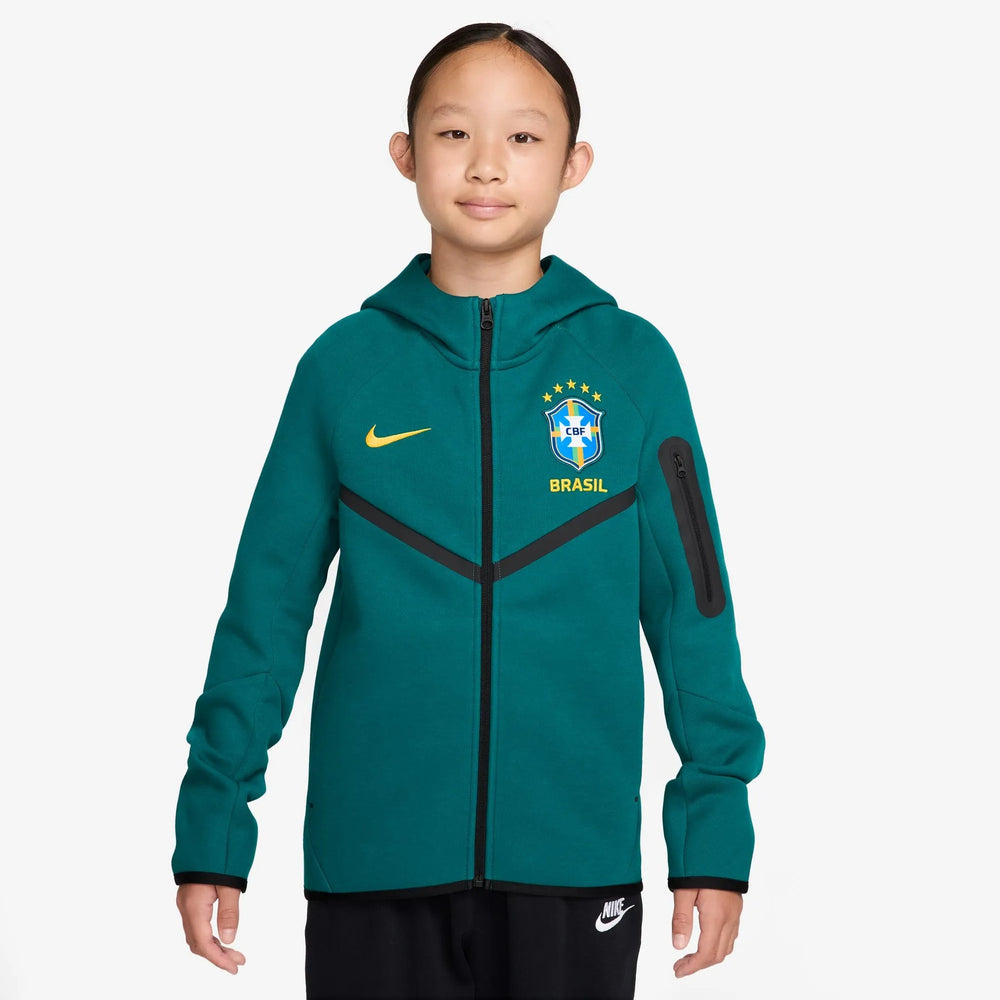 2026-27 Brazil Youth Full-Zip Tech Fleece Hoodie Geode Teal/Midwest Gold - Nike
