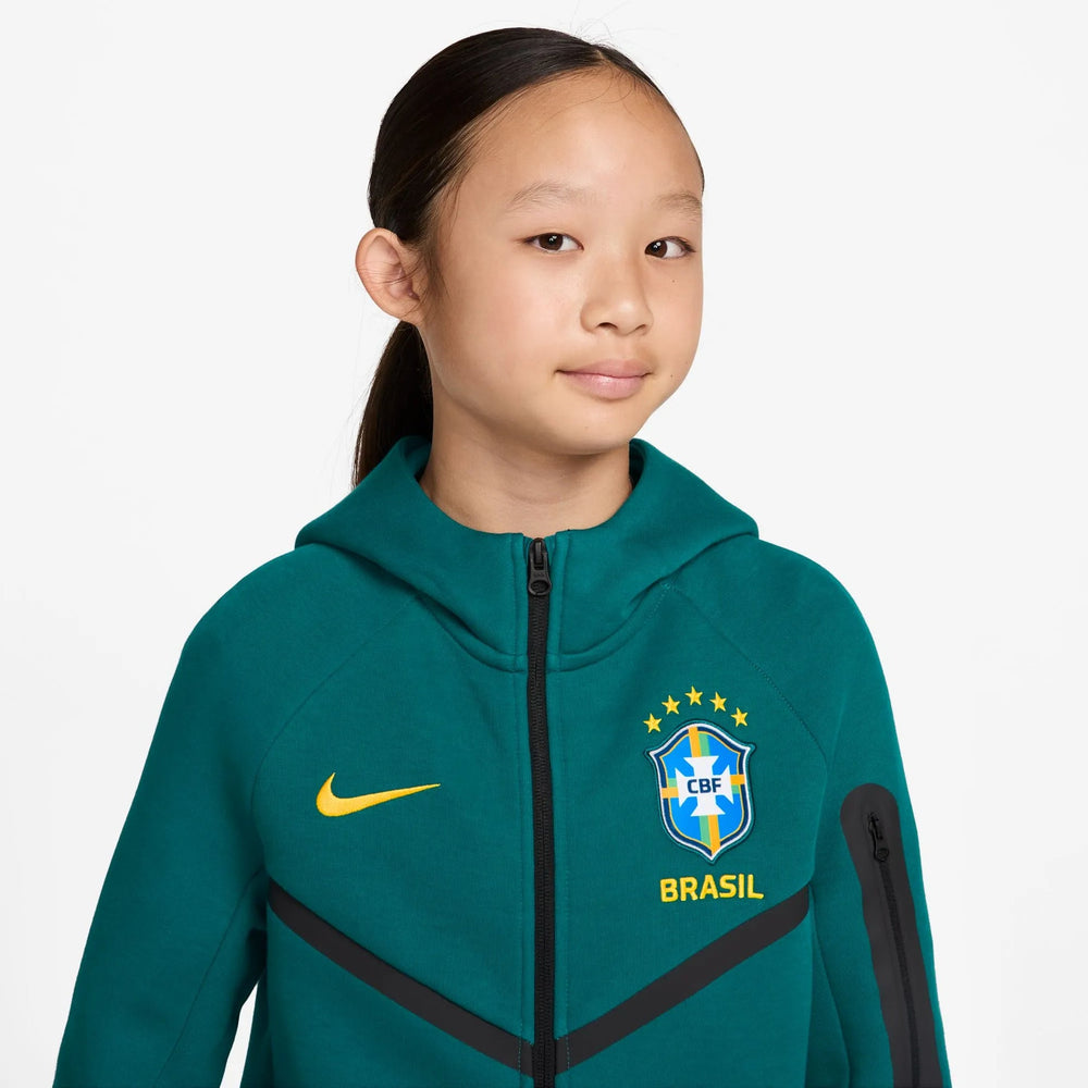 2026-27 Brazil Youth Full-Zip Tech Fleece Hoodie Geode Teal/Midwest Gold - Nike
