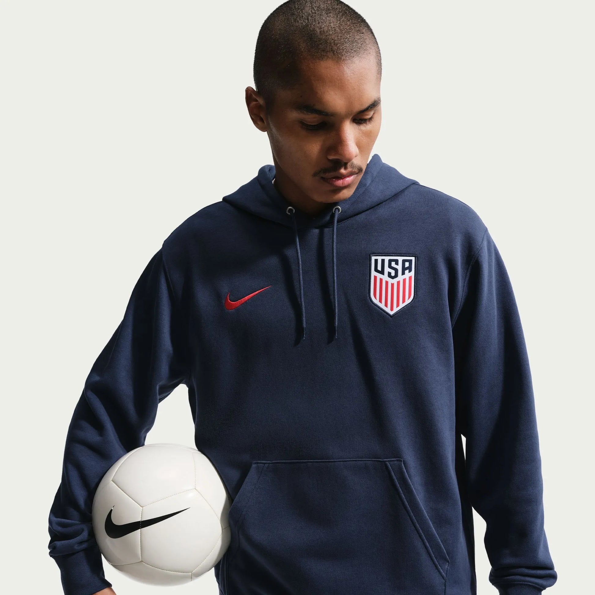 2026-27 USMNT Men's Club Fleece Pullover Hoodie Midnight Navy/University Red - Nike