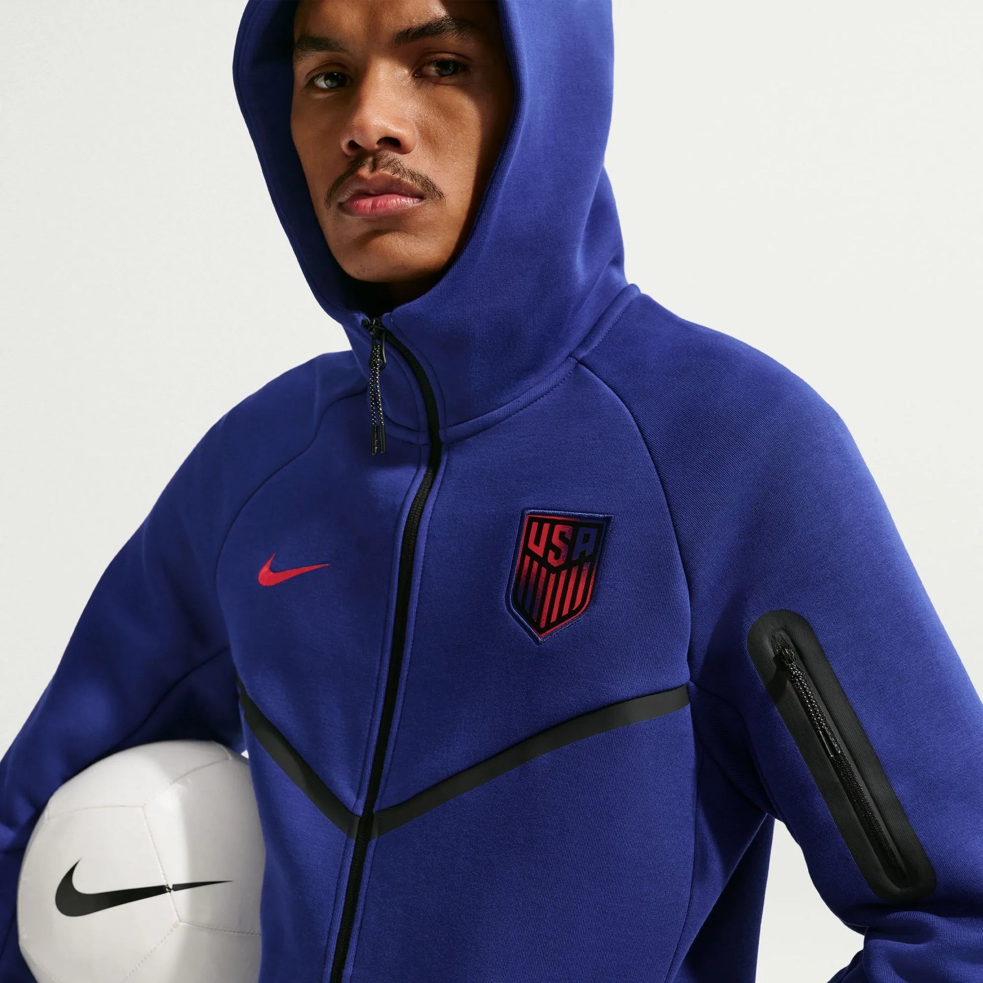 2026-27 USMNT Men's Full-Zip Tech Fleece Hoodie Deep Royal Blue/Challenge Red - Nike
