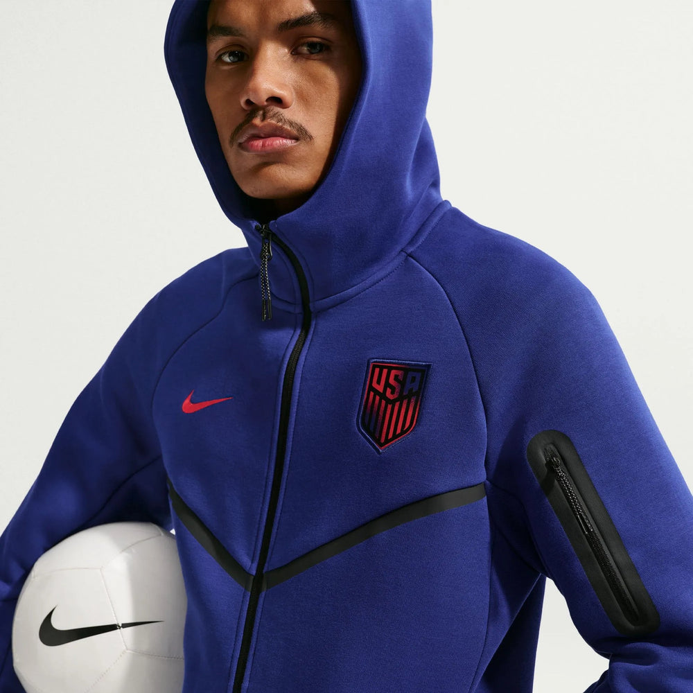 2026-27 USMNT Men's Full-Zip Tech Fleece Hoodie Deep Royal Blue/Challenge Red - Nike