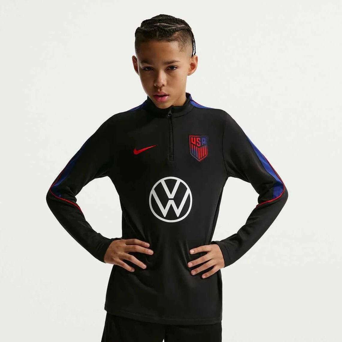 2026-27 USMNT Youth Strike Drill Top Black/Deep Royal Blue/Challenge Red - Nike