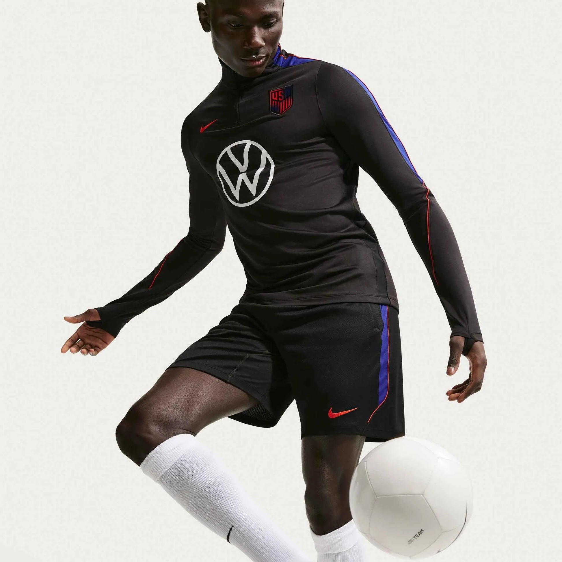2026-27 USMNT Men's Strike KZ Shorts Black/Deep Royal Blue/Challenge Red - Nike