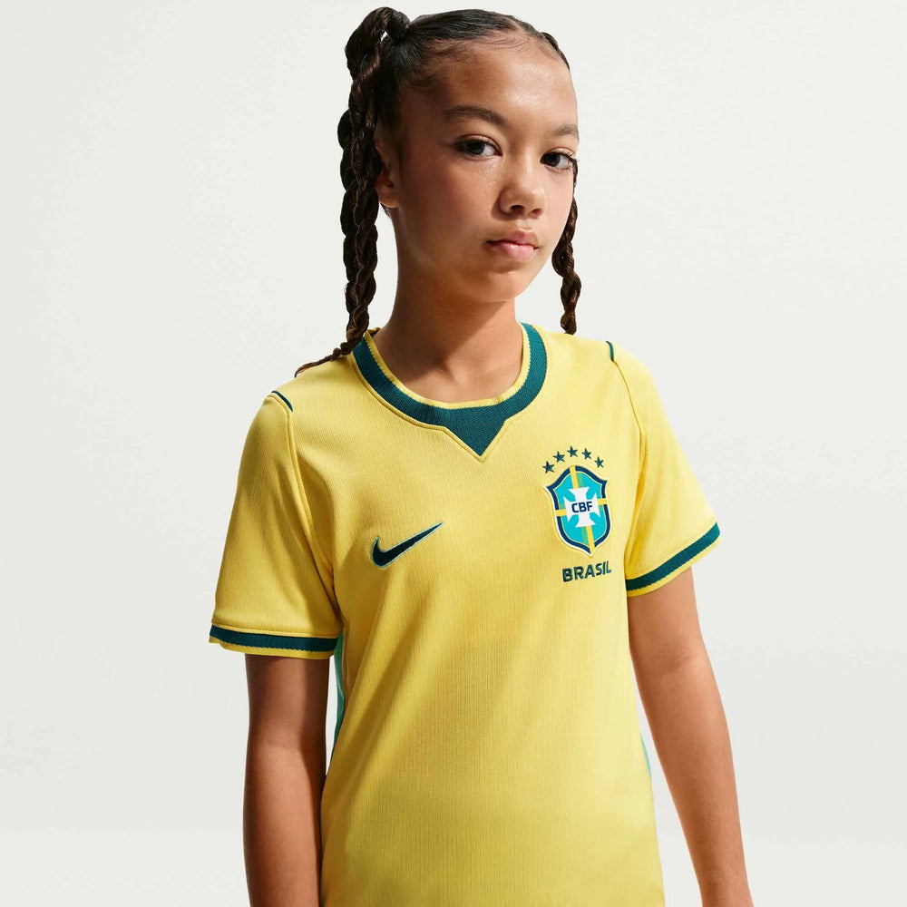 2026-27 Brazil Youth Stadium Home Soccer Jersey Canary/Light Menta/Geode Teal - Nike