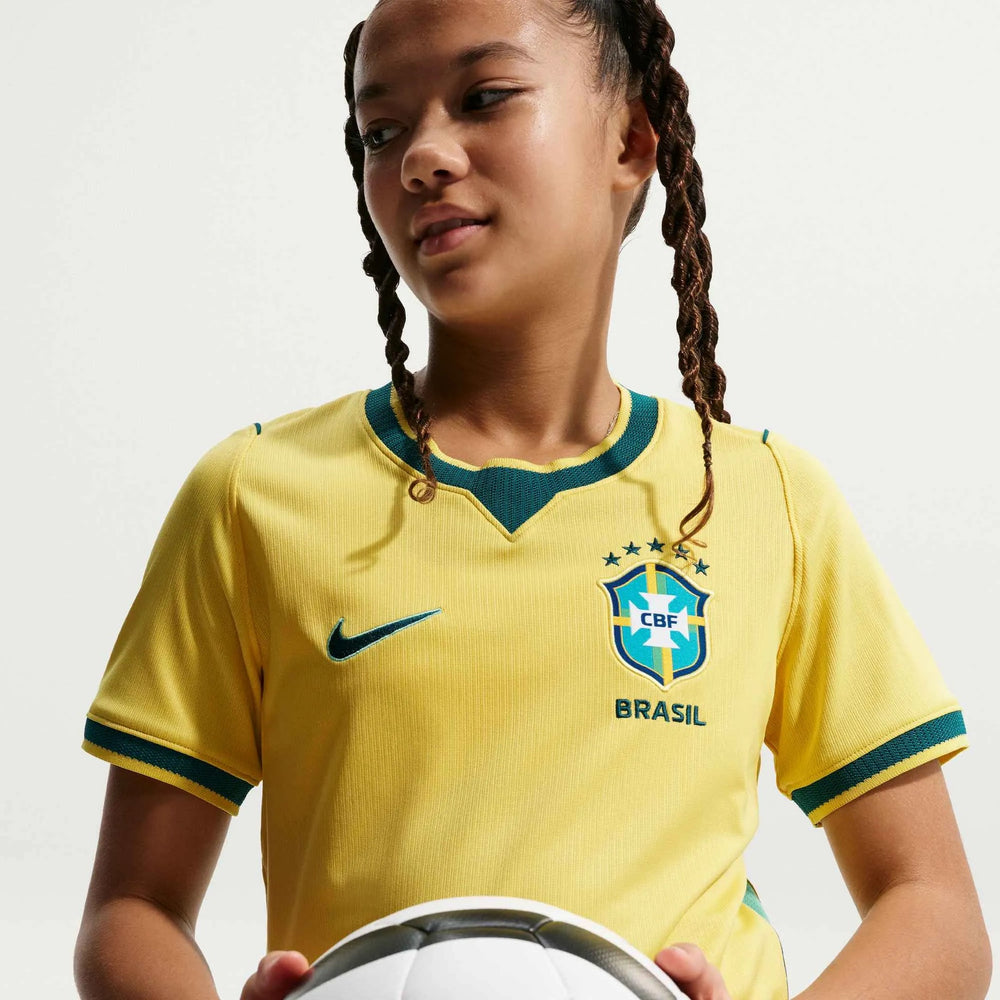 2026-27 Brazil Youth Stadium Home Soccer Jersey Canary/Light Menta/Geode Teal - Nike