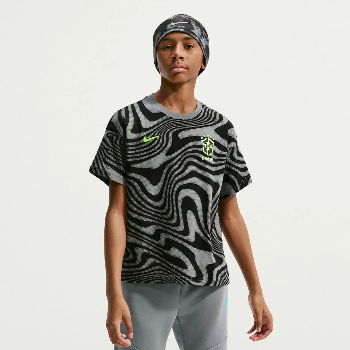 2026-27 Brazil Youth All Over Print Tee Dark Steel Grey - Nike