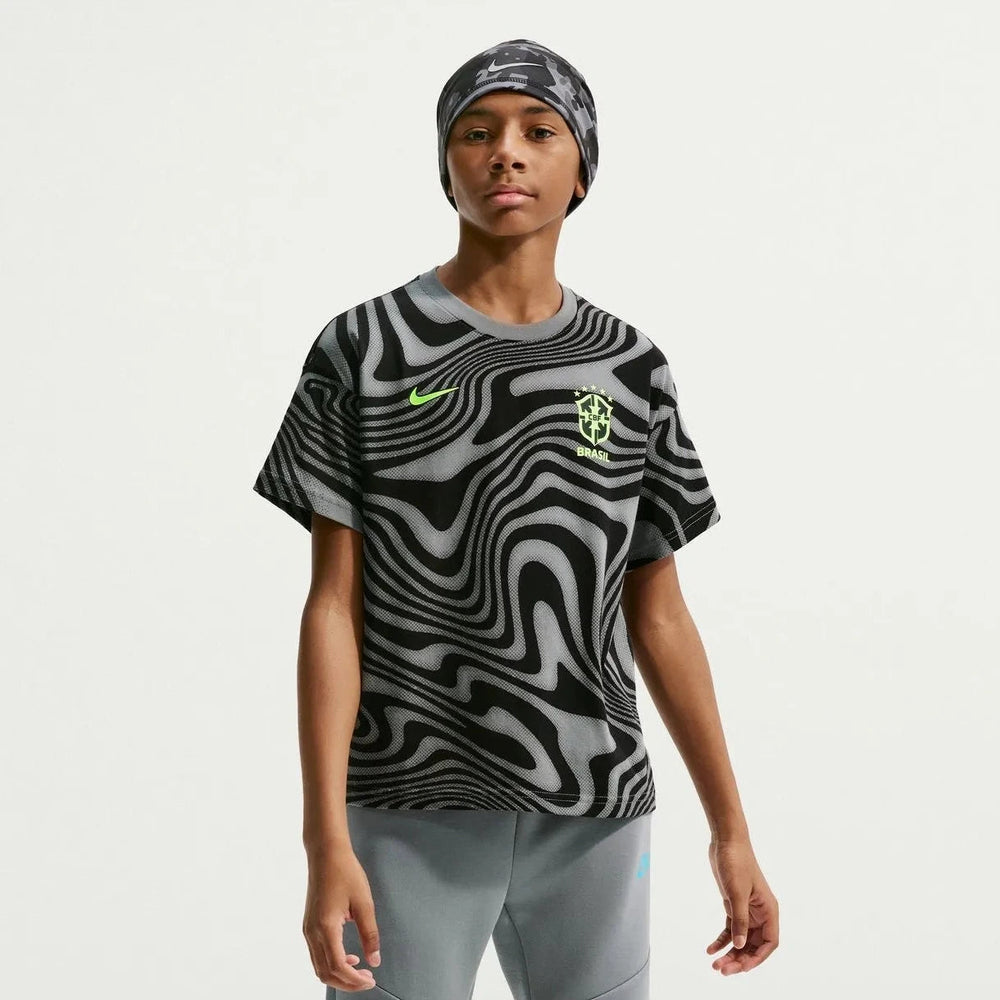 2026-27 Brazil Youth All Over Print Tee Dark Steel Grey - Nike