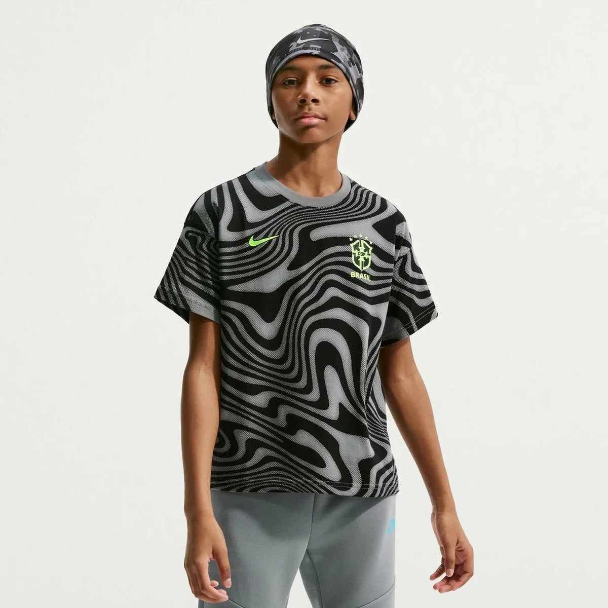 2026-27 Brazil Youth All Over Print Tee Dark Steel Grey - Nike