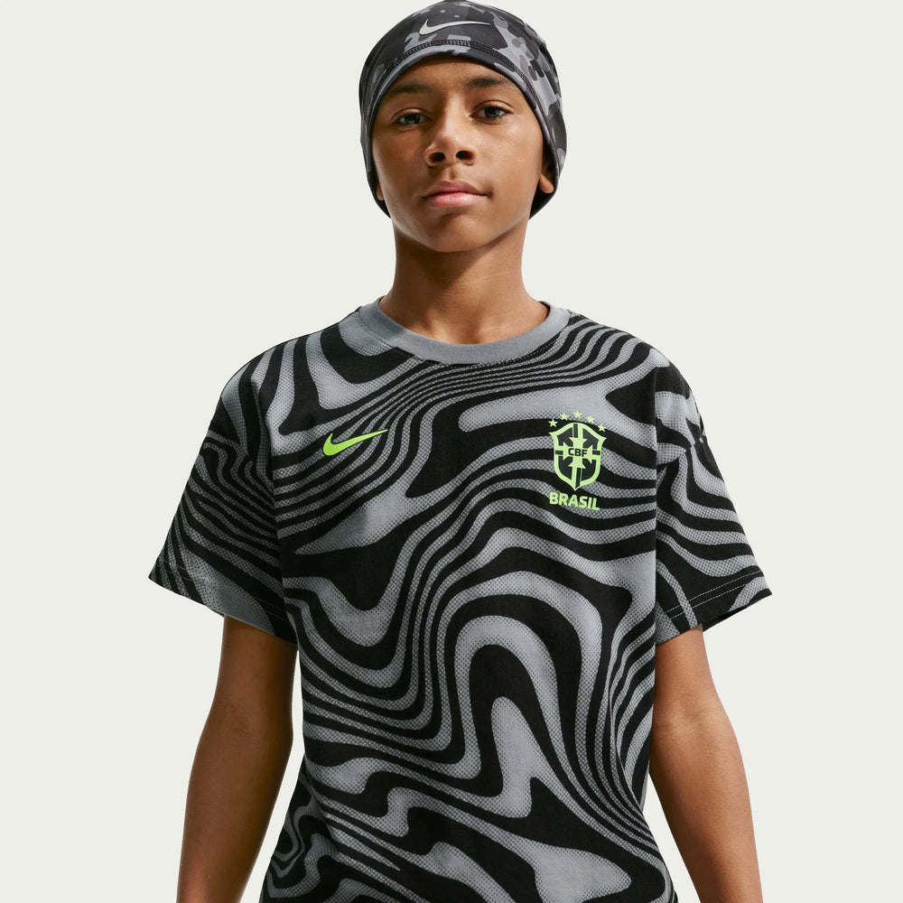 2026-27 Brazil Youth All Over Print Tee Dark Steel Grey - Nike