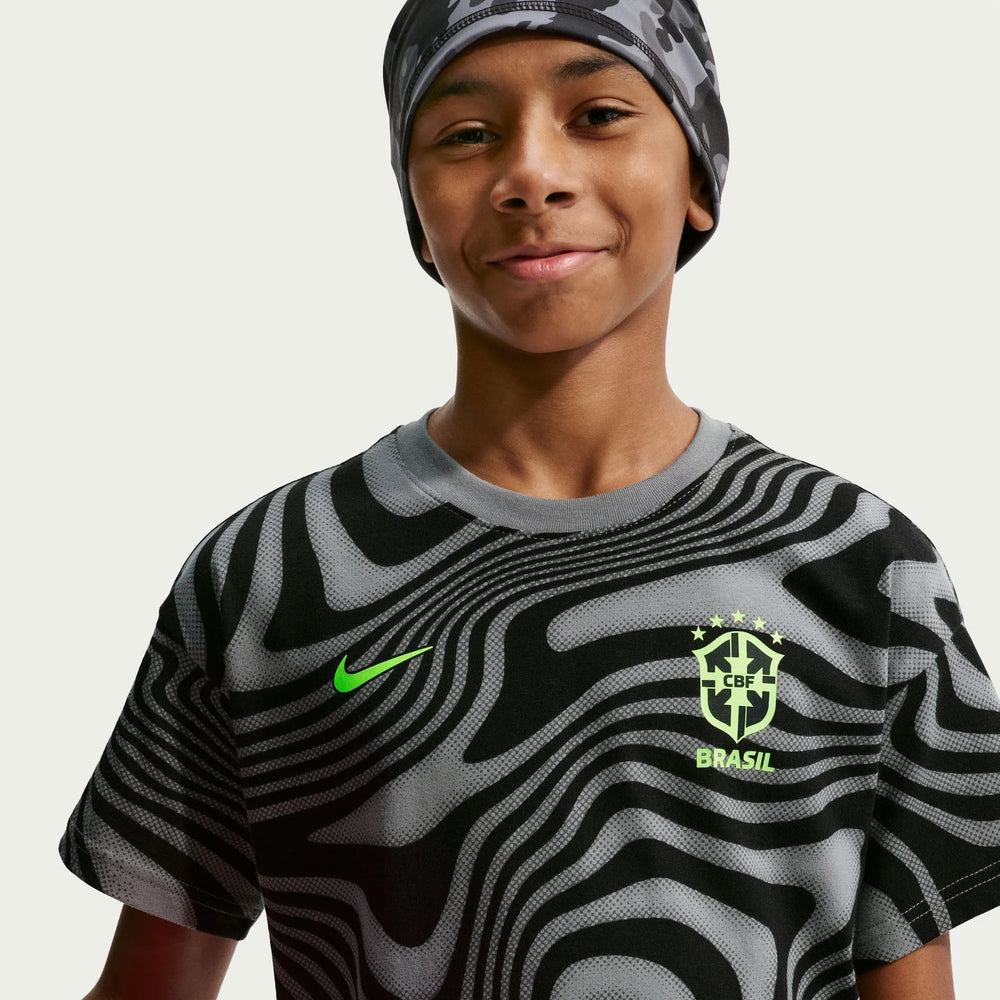 2026-27 Brazil Youth All Over Print Tee Dark Steel Grey - Nike