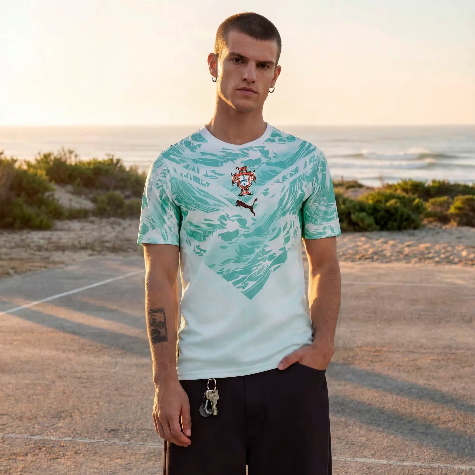 2026-27 Portugal Men's Stadium Away Soccer Jersey Puma White-Green Lagoon - Puma