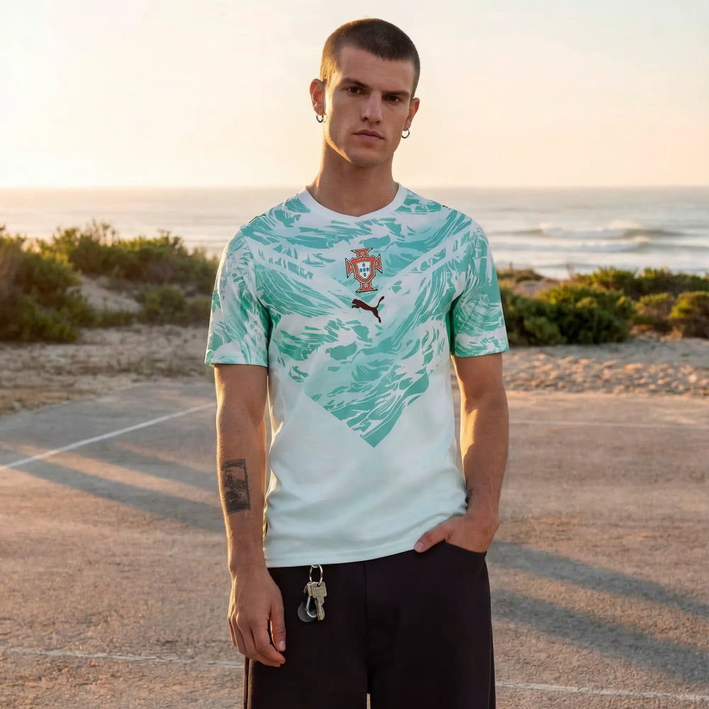 2026-27 Portugal Men's Stadium Away Soccer Jersey Puma White-Green Lagoon - Puma