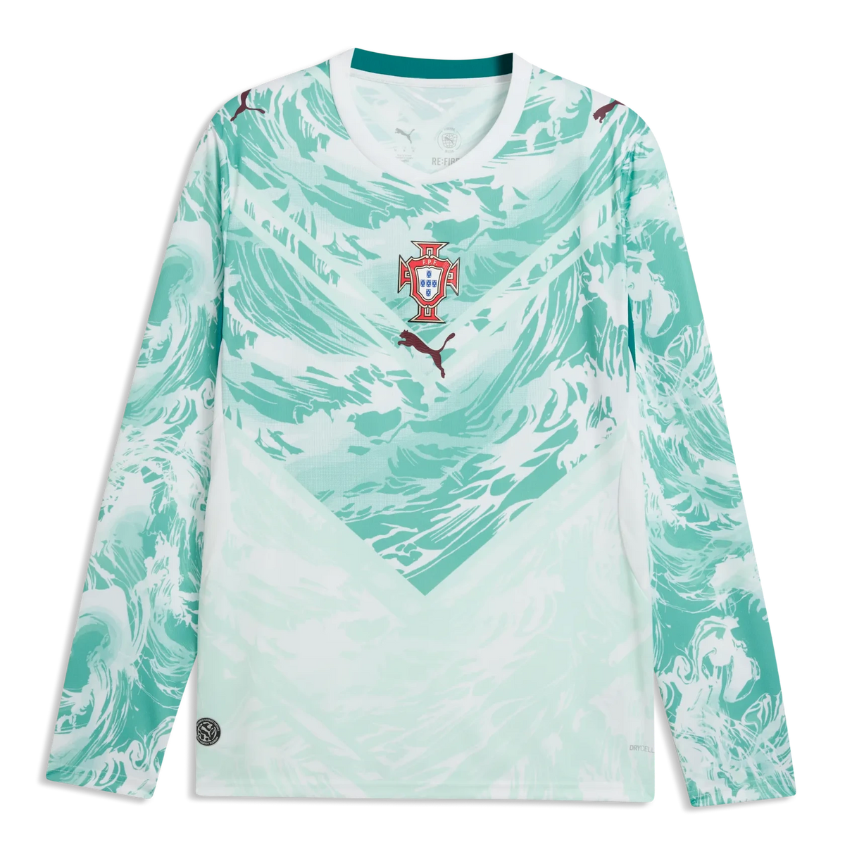 2026-27 Portugal Men's Stadium Away Long-Sleeve Soccer Jersey Puma White-Green Lagoon - Puma