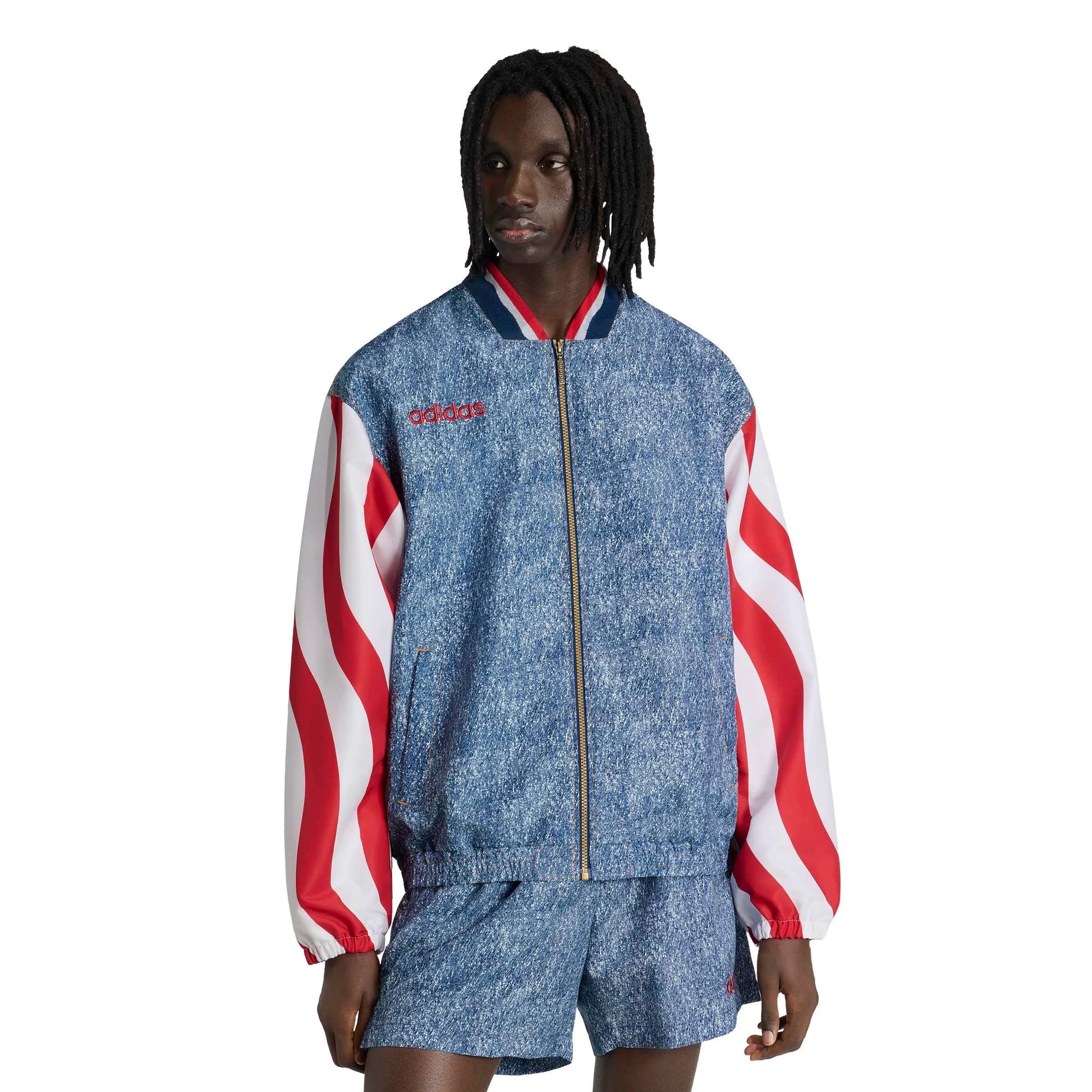 USA Men's Denim Graphic Track Top White / Dark Blue - Adidas