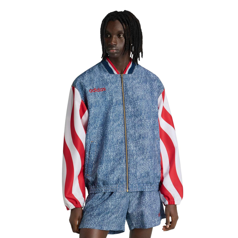 USA Men's Denim Graphic Track Top White / Dark Blue - Adidas
