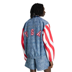 USA Men's Denim Graphic Track Top White / Dark Blue - Adidas