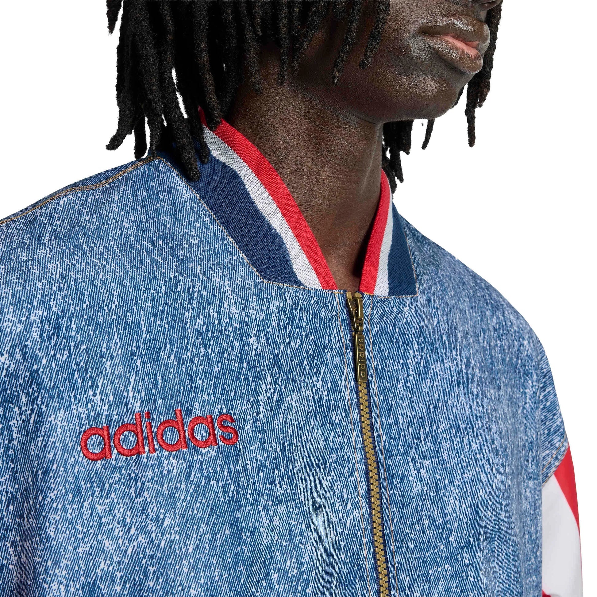 USA Men's Denim Graphic Track Top White / Dark Blue - Adidas