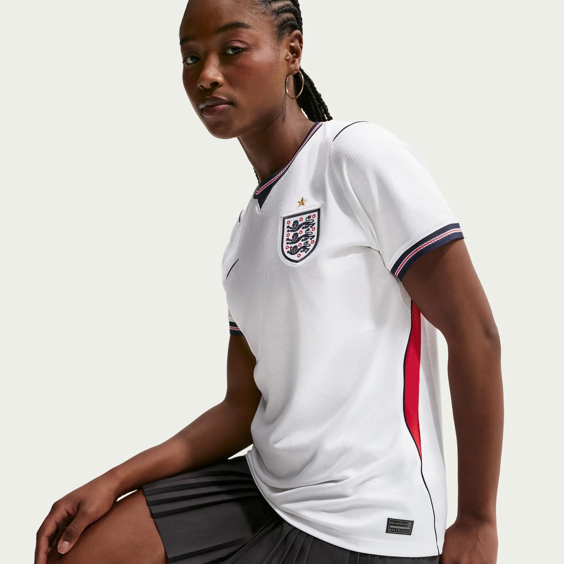 2026-27 England Women's Stadium Home Soccer Jersey White/Speed Red/Obsidian/Obsidian - Nike