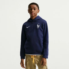 2026-27 France Youth Club Pullover Hoodie Blackened Blue/White - Nike