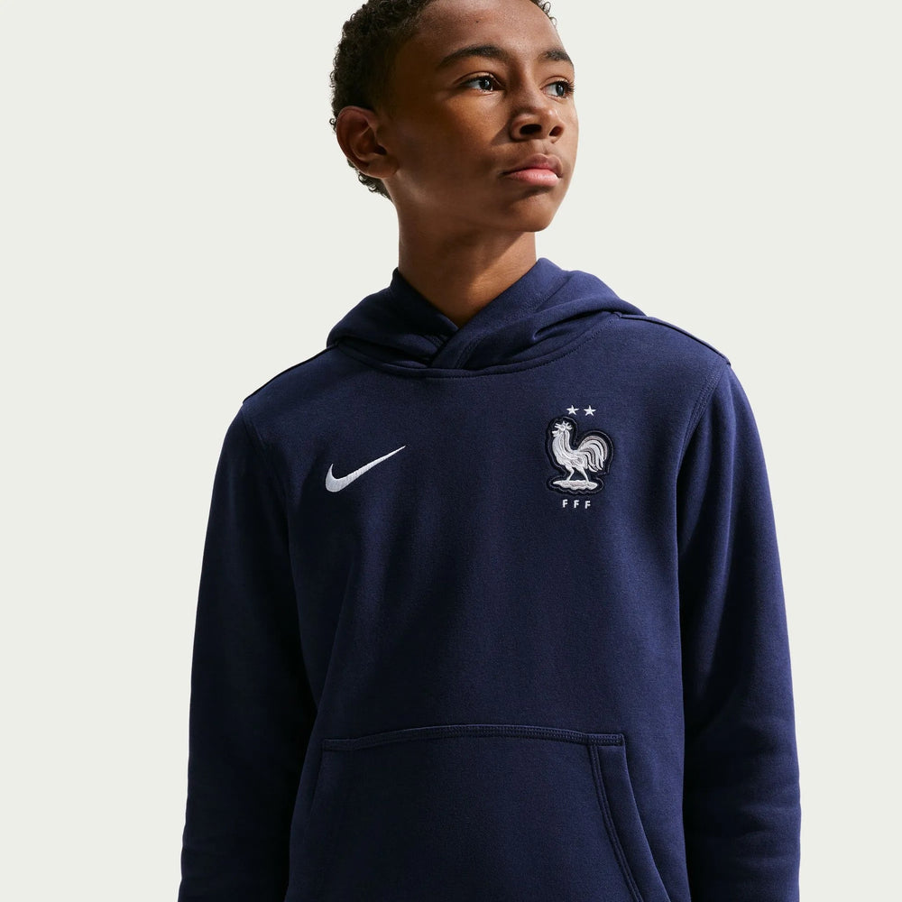 2026-27 France Youth Club Pullover Hoodie Blackened Blue/White - Nike