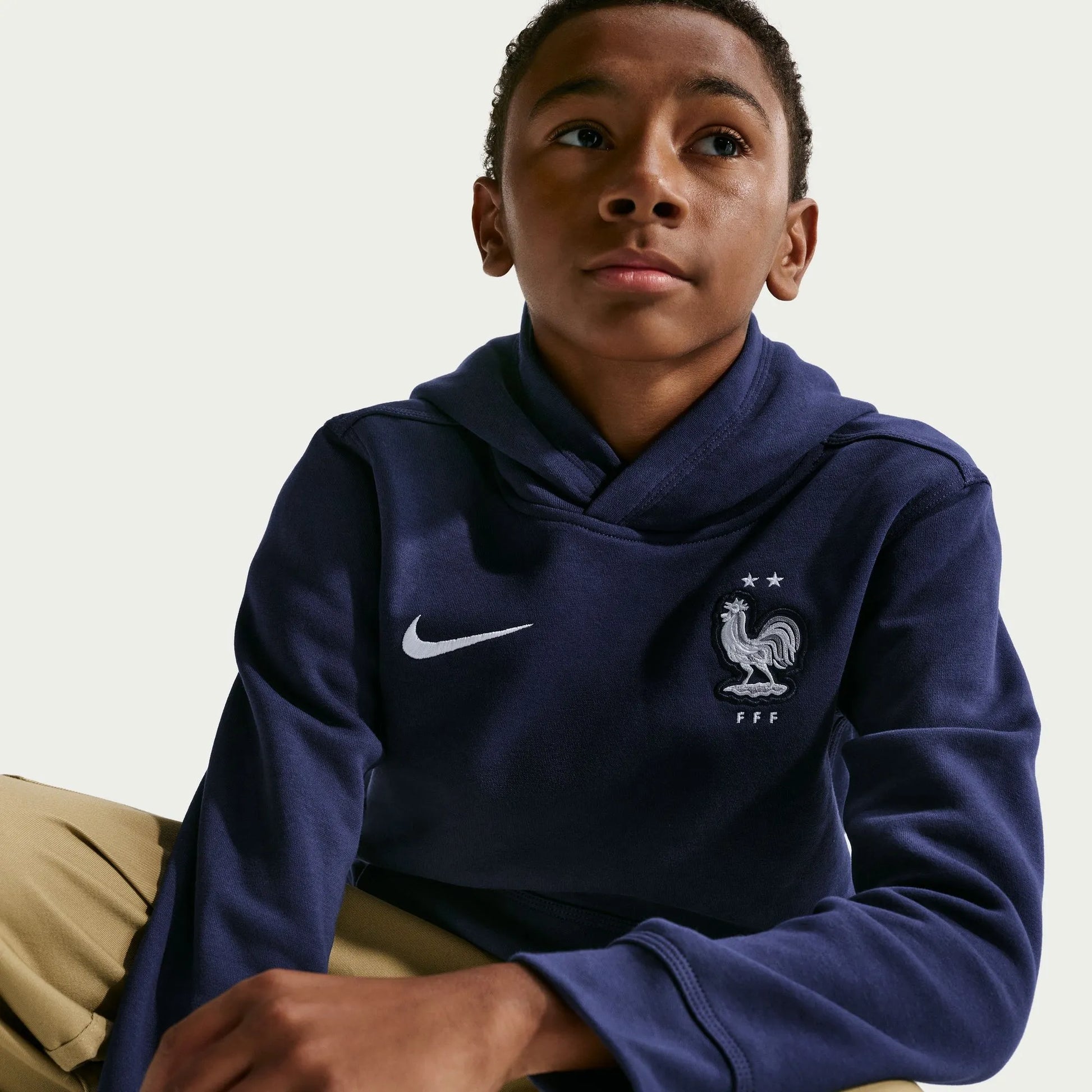 2026-27 France Youth Club Pullover Hoodie Blackened Blue/White - Nike