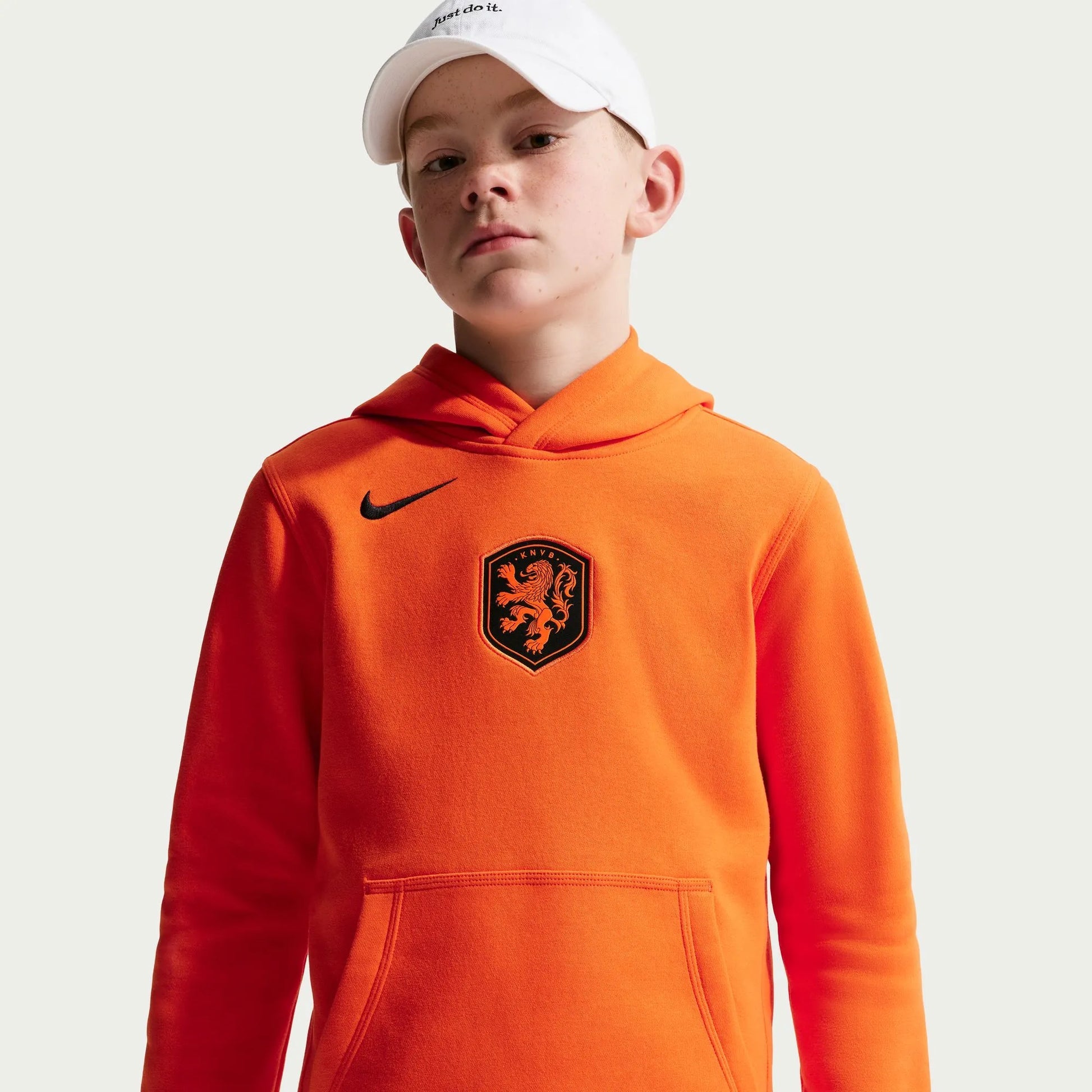 2026-27 Netherlands Youth Club Pullover Hoodie Safety Orange/Black - Nike