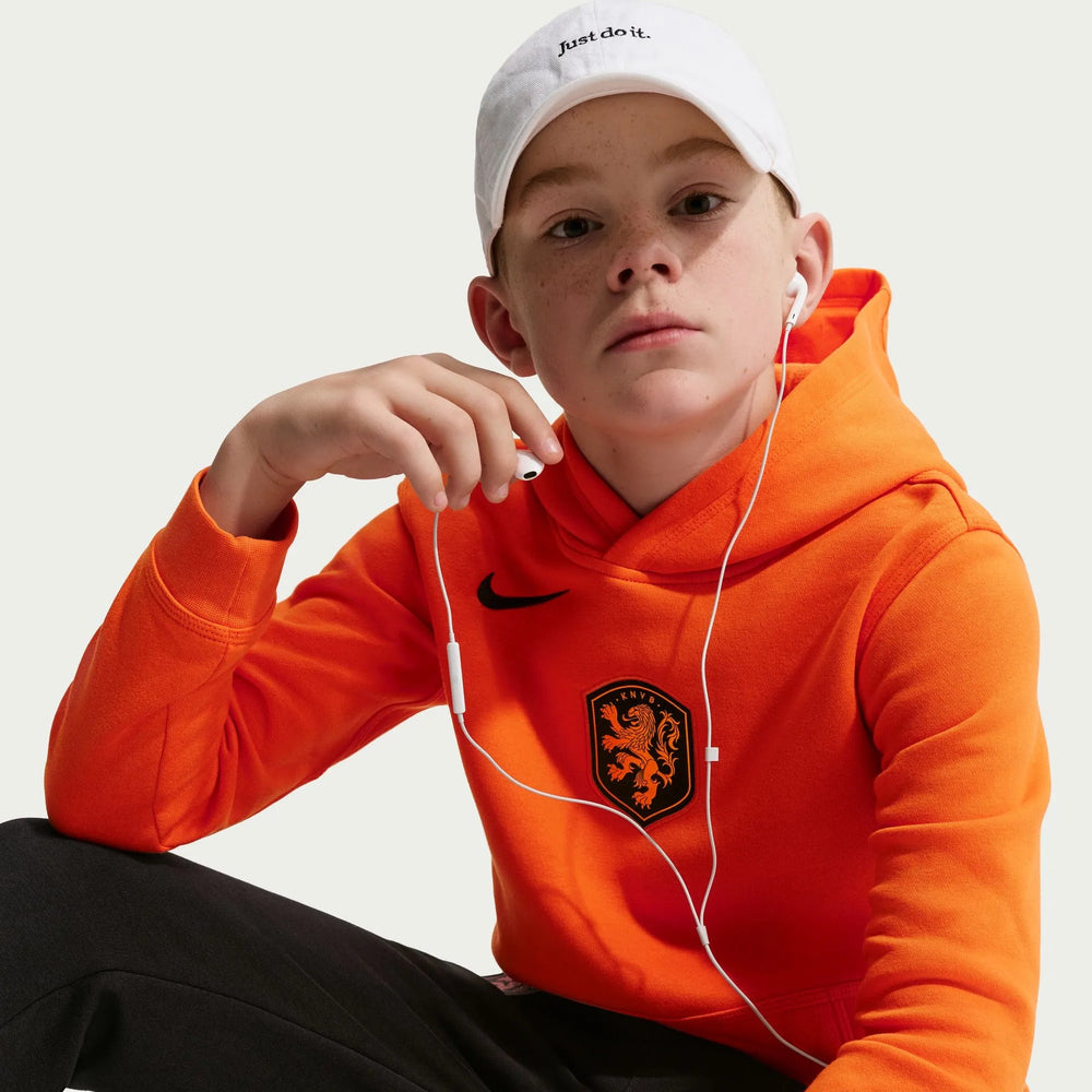 2026-27 Netherlands Youth Club Pullover Hoodie Safety Orange/Black - Nike