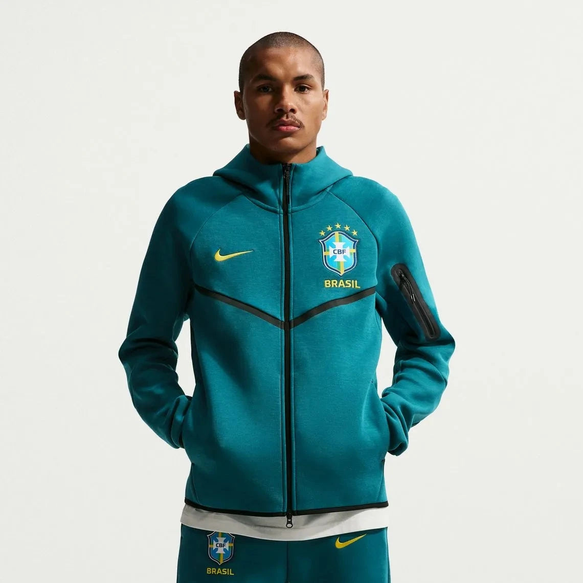 2026-27 Brazil Men's Full-Zip Tech Fleece Hoodie Geode Teal/Midwest Gold - Nike