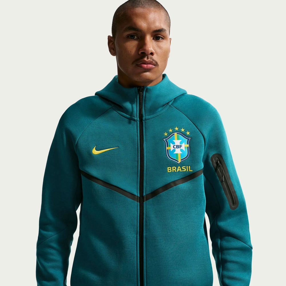 2026-27 Brazil Men's Full-Zip Tech Fleece Hoodie Geode Teal/Midwest Gold - Nike