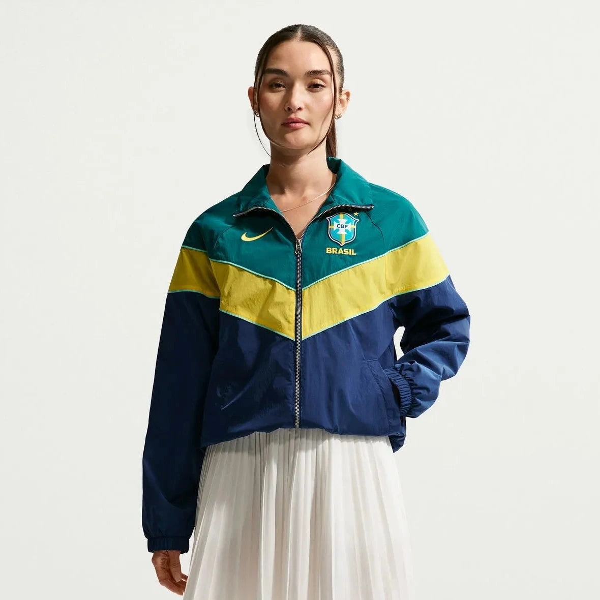 2026-27 Brazil Women's UV Woven Jacket Coastal Blue/Geode Teal/Midwest Gold/Midwest Gold - Nike