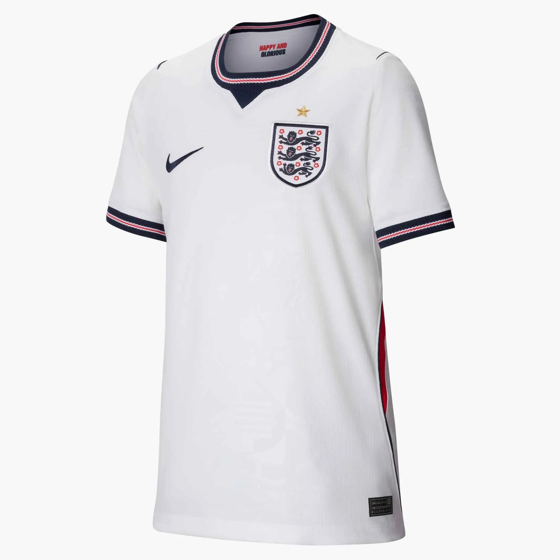 2026-27 England Youth Stadium Home Soccer Jersey White/Speed Red/Obsidian/Obsidian - Nike