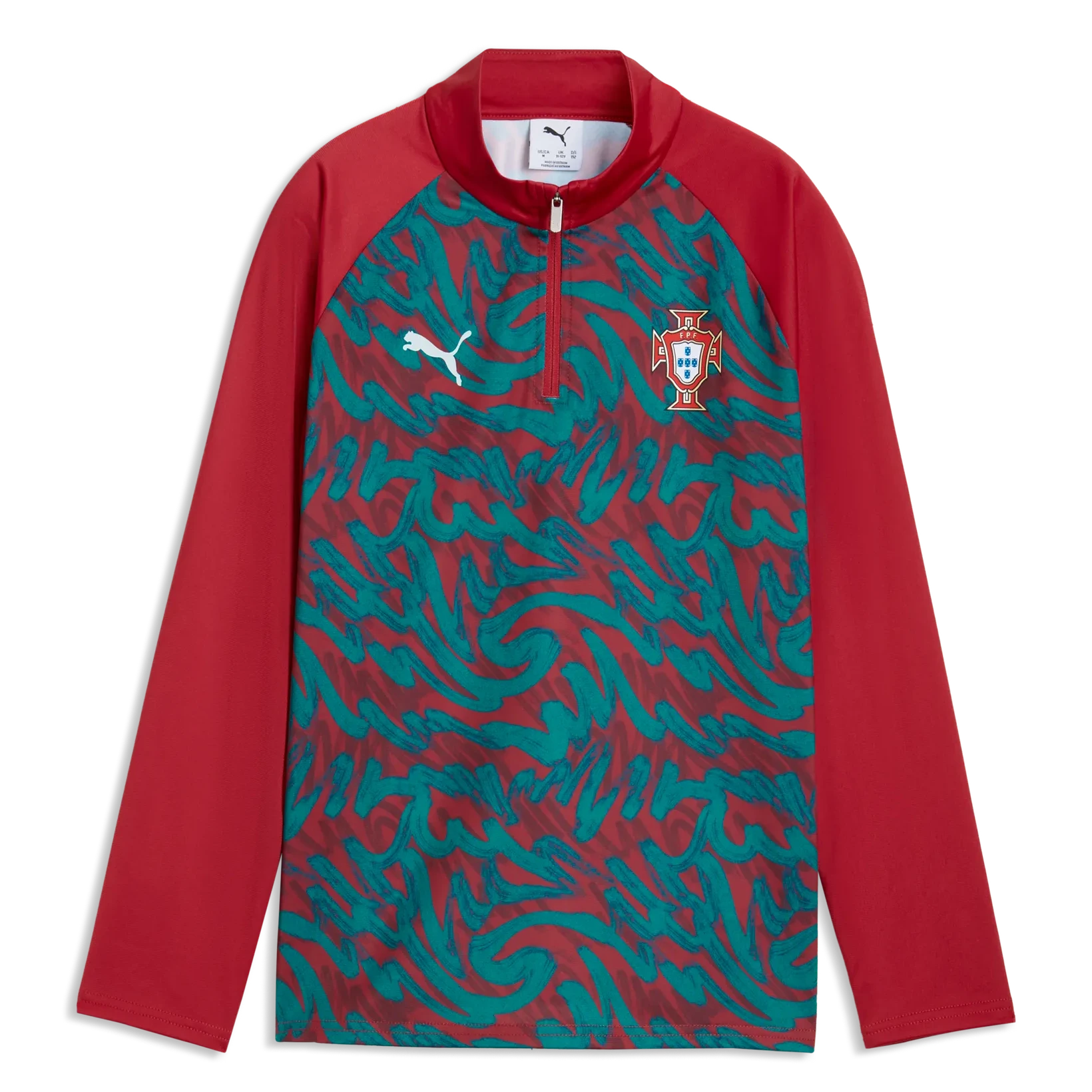 2026-27 Portugal Youth 1/4 Zip Pre-Match Top Club Red-Green Lagoon - Puma