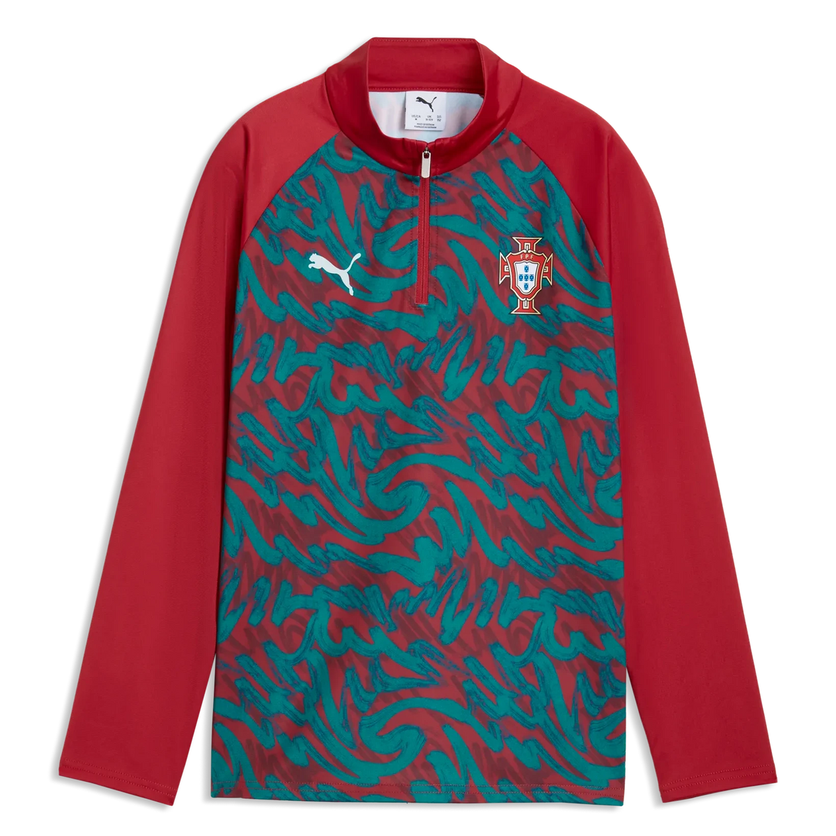 2026-27 Portugal Youth 1/4 Zip Pre-Match Top Club Red-Green Lagoon - Puma