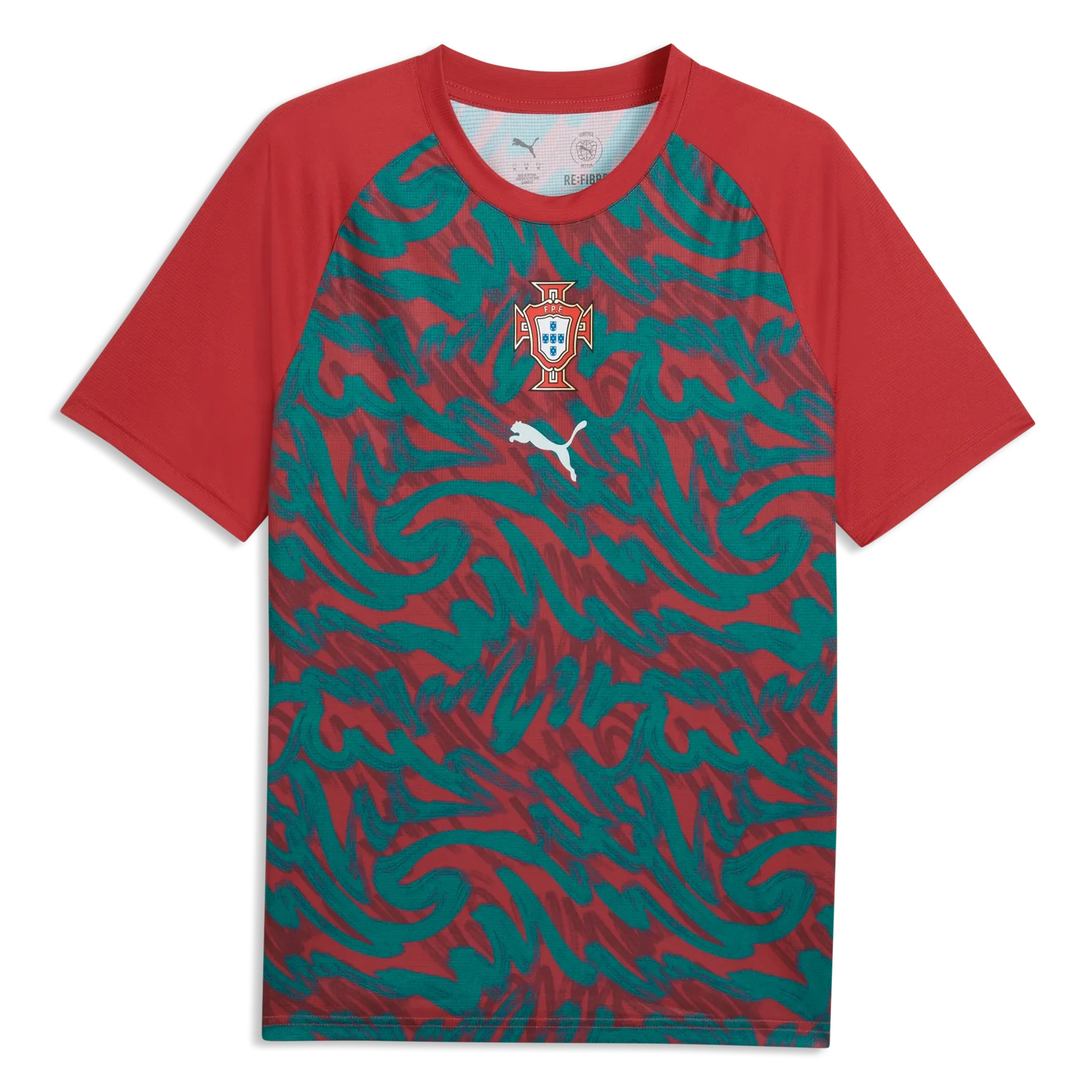 2026-27 Portugal Men's Pre-Match Soccer Jersey Club Red-Green Lagoon - Puma