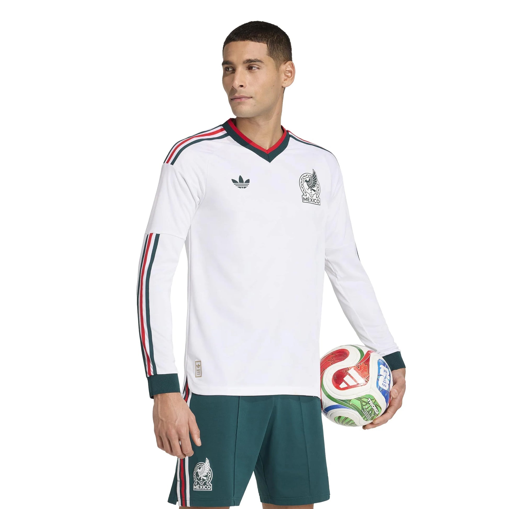 2026 Mexico Men's Authentic Away Long-Sleeve Soccer Jersey White - Adidas