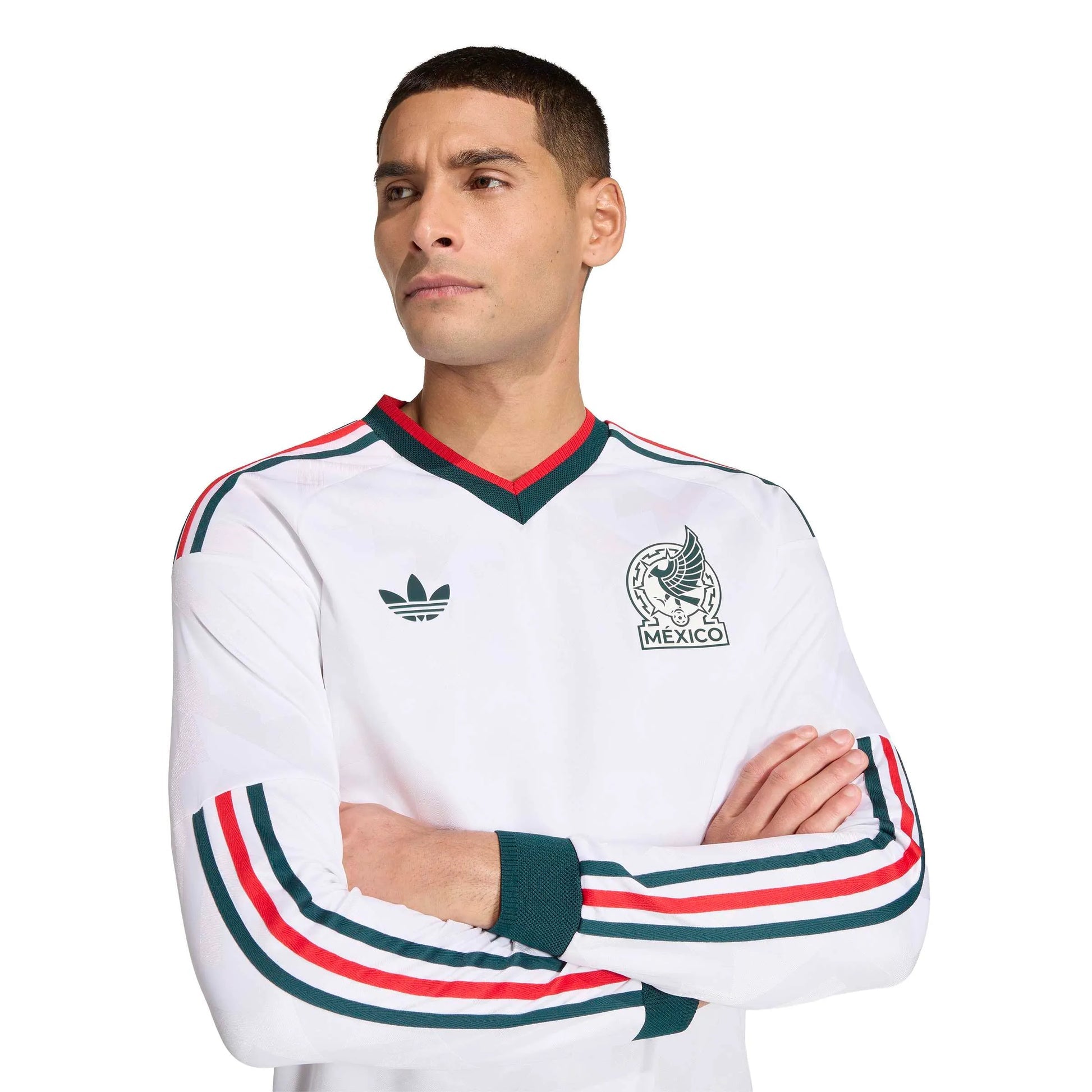 2026 Mexico Men's Authentic Away Long-Sleeve Soccer Jersey White - Adidas