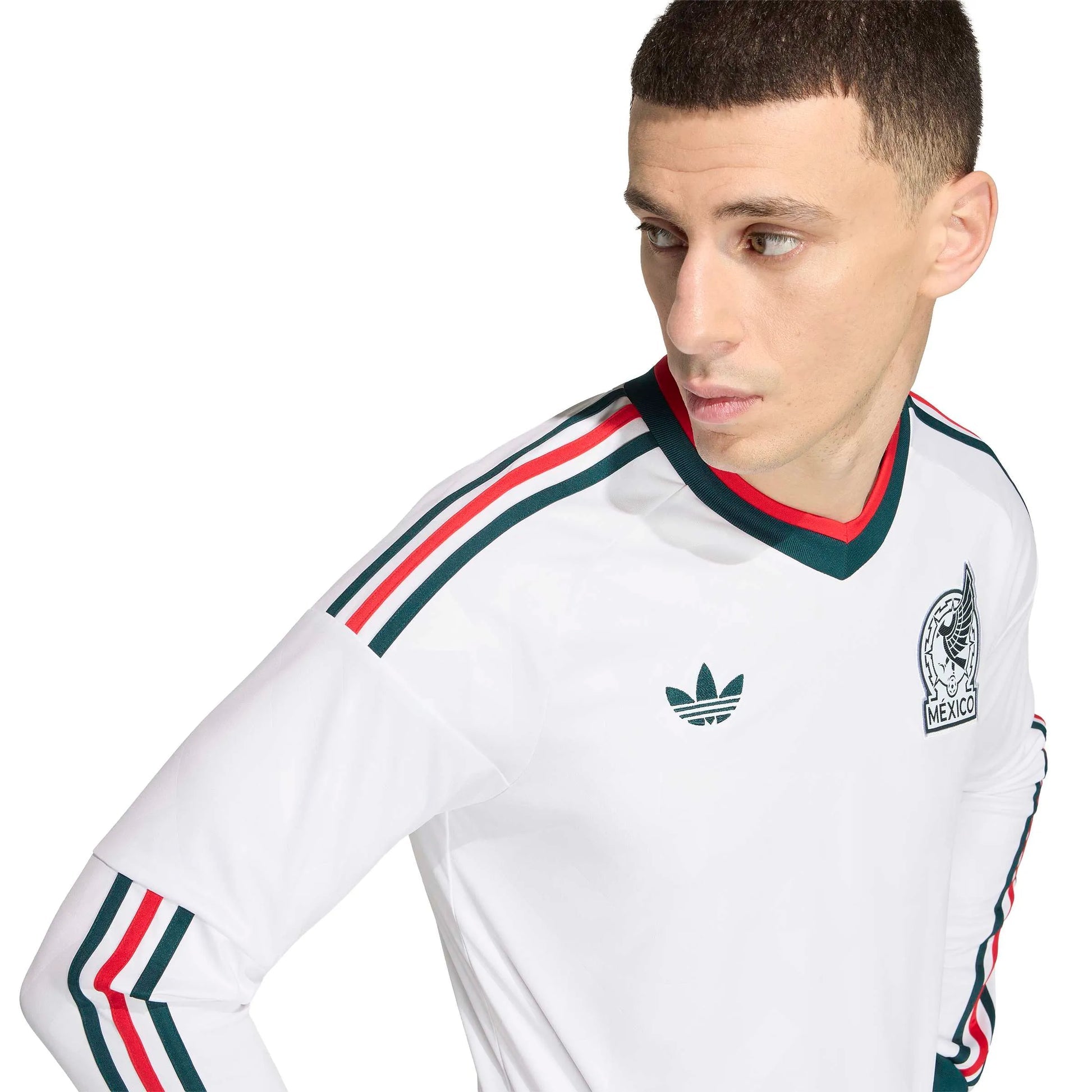 2026 Mexico Men's Stadium Away Long-Sleeve Soccer Jersey White - Adidas