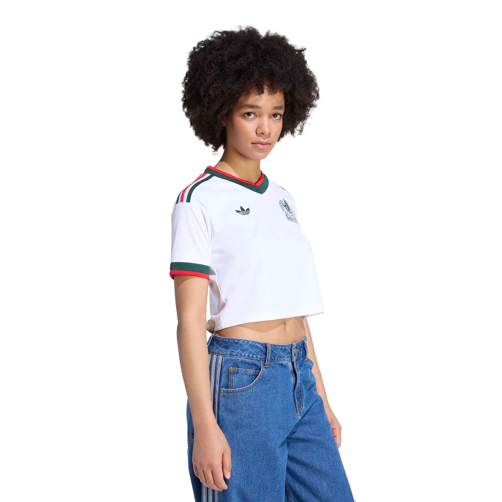 2026 Mexico Women's Stadium Away Cropped Soccer Jersey White - Adidas