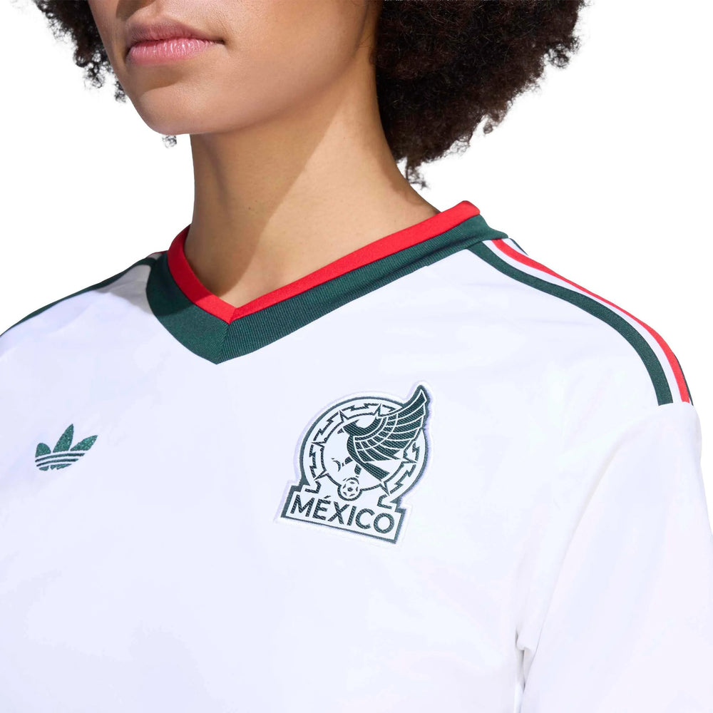2026 Mexico Women's Stadium Away Cropped Soccer Jersey White - Adidas